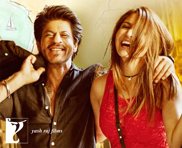 Man and woman smiling for a movie poster